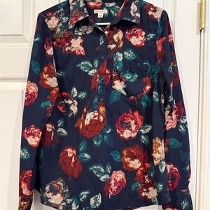 Merona Dark Blue Floral Blouse